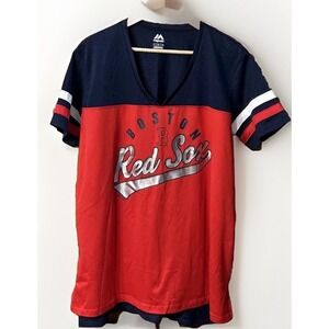 Majestic BOSTON RED SOX MLB V-Neck Pullover Jersey Women's Sz‎ Large
